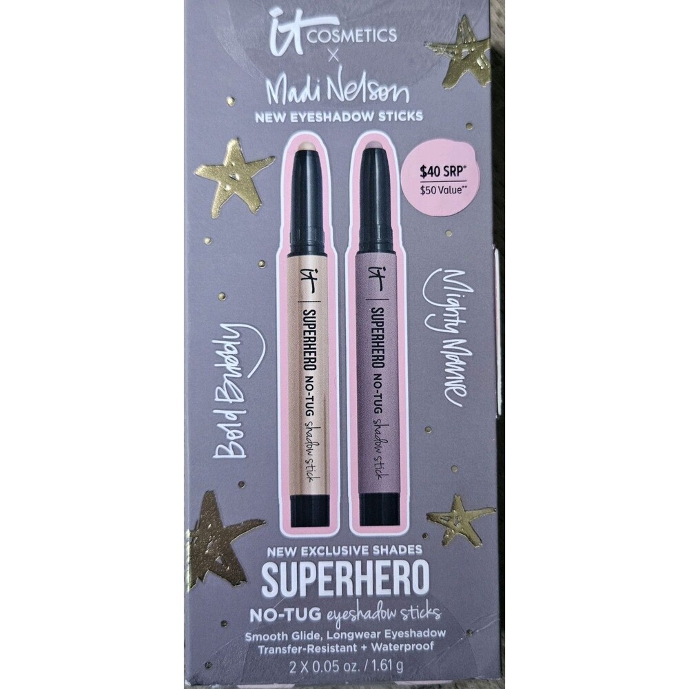 It Cosmetics × Madi Nelson 2pc Superhero No-Tug Eyeshadow Sticks Set NEW